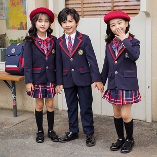 幼儿园园服小学生校服男女童两件套装春秋冬季英伦学院风西装班服