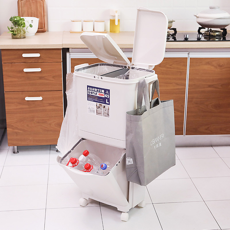 Japanese kitchen double-deck Wet and dry classification Trash household Deodorant With cover Plastic pulley family Trashin the Family/Personal Cleaning Tools , Housework/Floor cleaning equipment , Trash/Trash rack , Trash category - from Buy2taobao.com to provide professional Taobao agent buy service