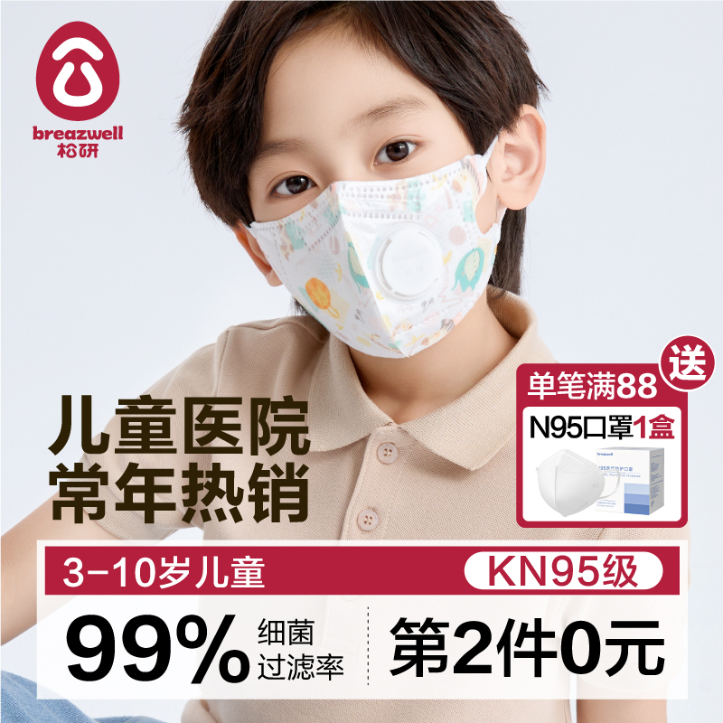 儿童口罩kn95呼吸阀3d立体透气