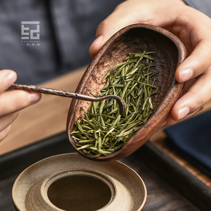 北美黑胡桃木茶则三件套茶荷茶铲家用茶道六君子茶勺实木茶具配件