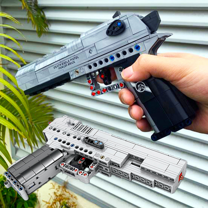 乐高军事积木枪玩具武器可发射沙漠之鹰男孩子益智力拼装手枪模型