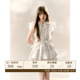 RECIT原创设计 白色小飞袖木耳边蛋糕裙法式少女衬衫连衣裙女夏季