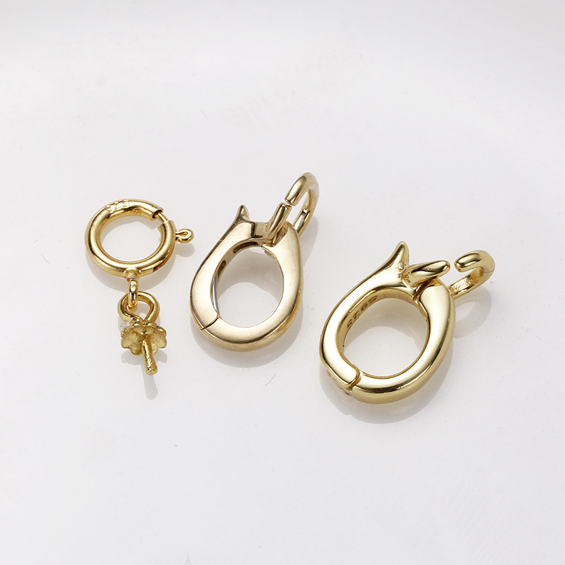 珠宝万能扣吊坠扣头 g18k金/925纯银 珍珠项链diy配件 多种款式