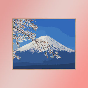 樱花diy数字油画 唯美山水手工填色治愈减压丙烯装饰画油彩画丙烯数字