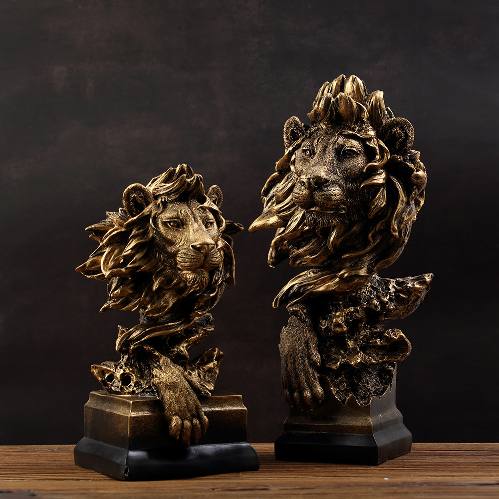 美式复古动物家居摆件客厅办公室装饰狮子雕塑摆设工艺品乔迁礼品