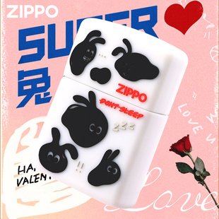 Zippo正品打火机Super兔夜光硅胶外壳正版防风煤油恋爱送男友礼物