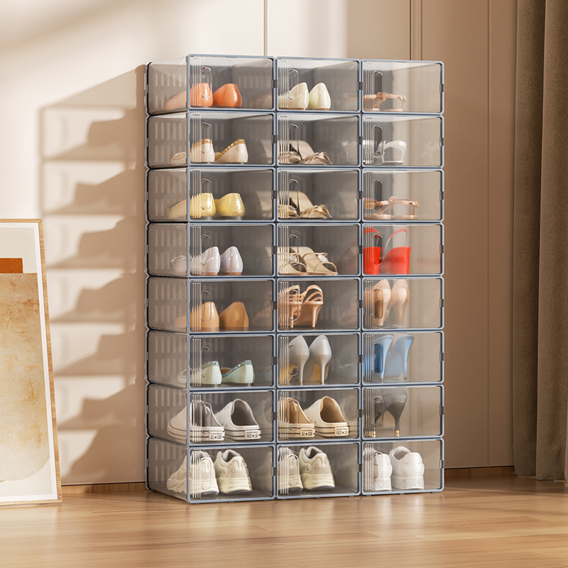 透明加厚鞋盒家用折叠鞋柜塑料鞋架抽
