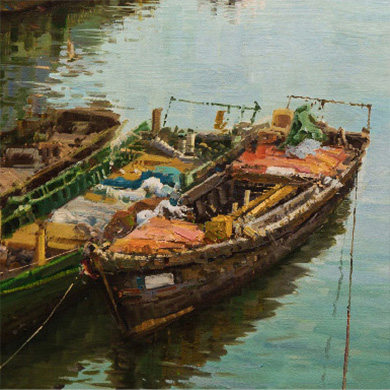 【双十二】黄劲松《港湾三》大尺幅 实力派画家