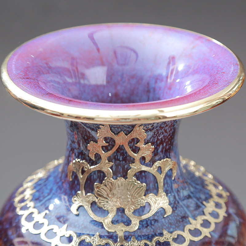 工美大师李冰 金镶玉 双龙戏珠观音瓶