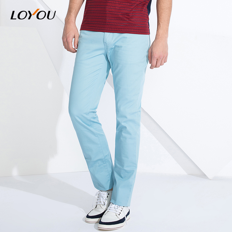 LOYOU男純色直筒休閑褲簡約修身百搭時尚都市青年棉長褲子在類目 男裝, 休閒褲中 - 來自Buy2taobao.com提供專業的淘寶代購服務