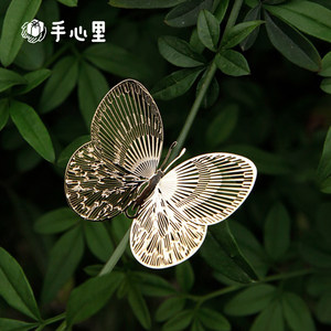 手心里小金蝶中国风镀18k金金属蝴蝶书签国风文创礼品生日礼物女