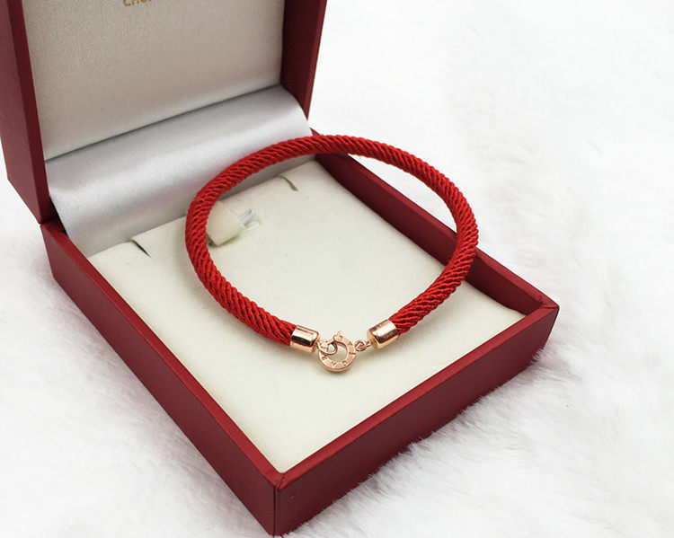 宝格丽红绳手链 正品 18k金_舒淇同款手绳bv红绳纯银镀18k金手链 本命