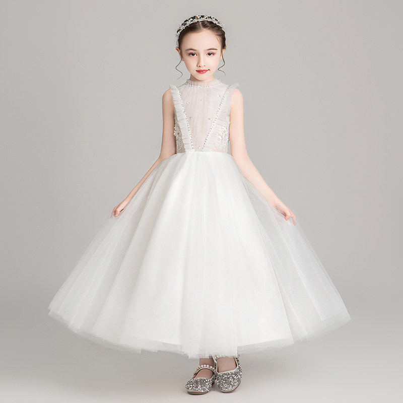 女童公主裙蓬蓬纱小孩花童婚纱高端结婚礼服洋气儿童歌唱演出服装