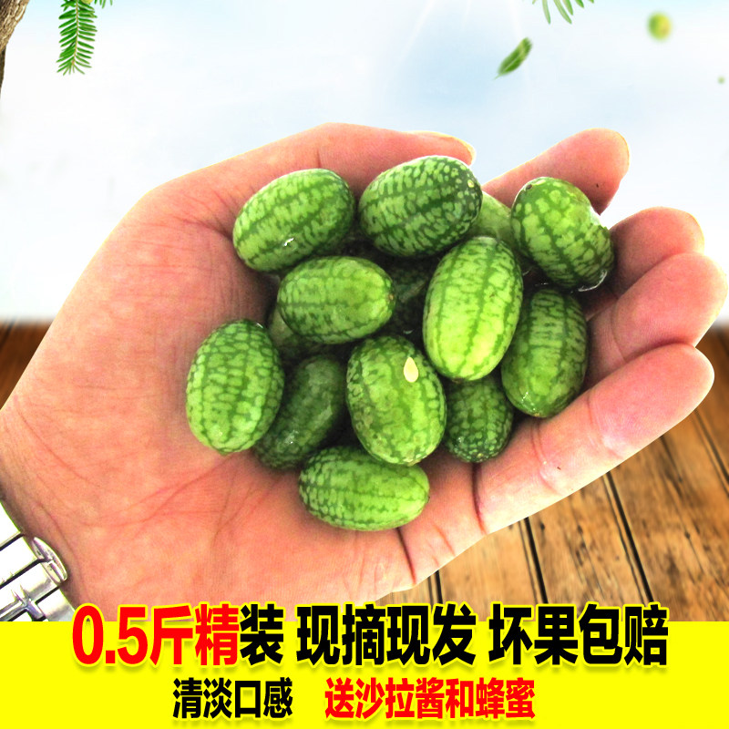 拇指西瓜新鲜绿瓢迷你小西瓜稀有水果孕妇水果净重125g清脆可口