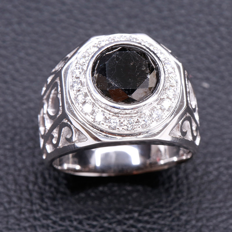 35ct黑钻戒指配钻0.39ct pt950 和平典当 jd82408