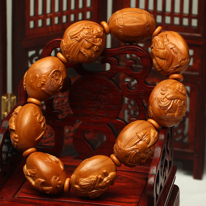 苏州核雕名家范婷《浮雕八仙》手串