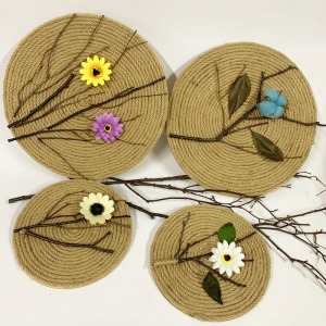 麻布壁饰创意麻绳圆盘幼儿园墙面装饰环创手工作品材料吊饰挂饰