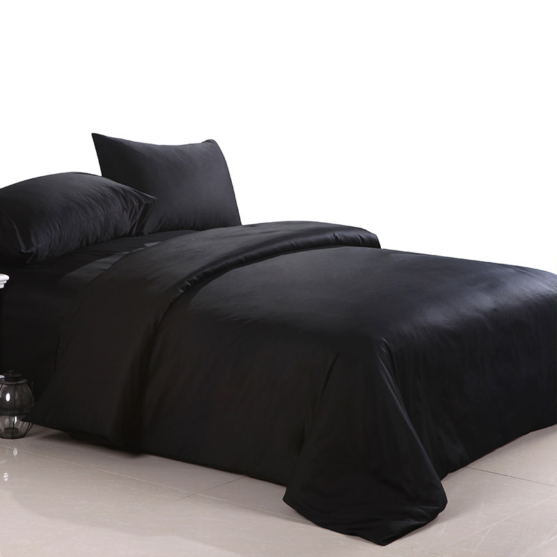 纯棉被套单件纯色纯黑色全棉被罩男单人1.