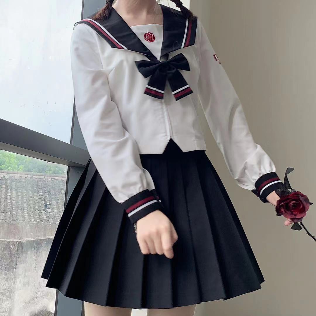 小瑾原创正统jk制服日系少女杀手暗黑春季长袖短裙小谨jk水手服