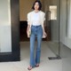 SMX牛仔裤女2025年春季新款高腰显瘦四面弹力十分喇叭长裤潮98175
