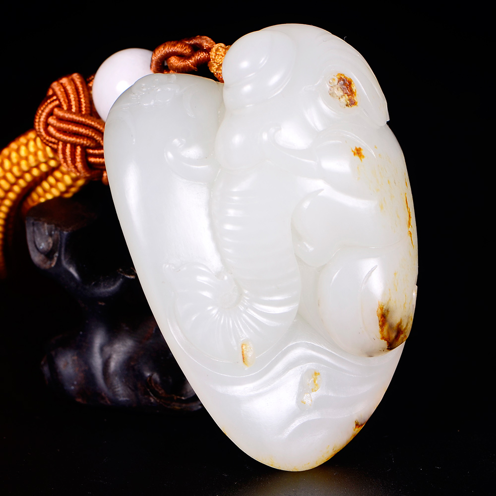 国家级玉雕大师【陶虎】作品和田玉白玉籽料手把件拜相封侯