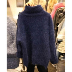 韩国代购秋冬季女装外套韩版高领宽松纯色针织衫加厚短款套头毛衣
