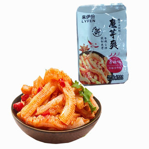 来伊份魔芋爽香辣味500g魔芋丝素食素肉素毛肚休闲零食怀旧麻辣条