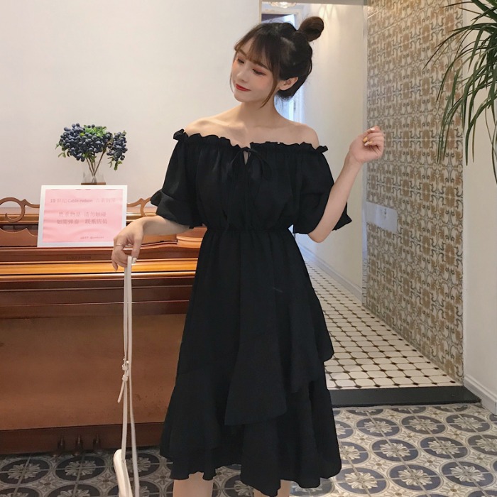 大码女装胖妹妹一字肩遮肚子显瘦连衣裙200斤很仙的雪纺裙子夏款在类目 女装/女士精品, 大码女装中 - 来自Buy2taobao.com提供专业的淘宝代购服务