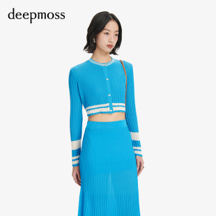 正品【deepmoss】2023秋季潮流气质女士空气羊毛短款针织开衫上衣