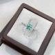 s925纯银帕拉伊巴戒指女培育高碳钻冰花切指环旦形小绿钻轻奢饰品