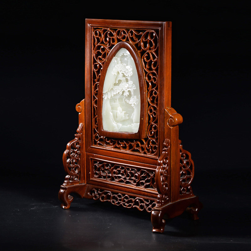 藏品 藏品海派玉雕大师崔哲豪 和田玉【松下老人屏风】1179.13克