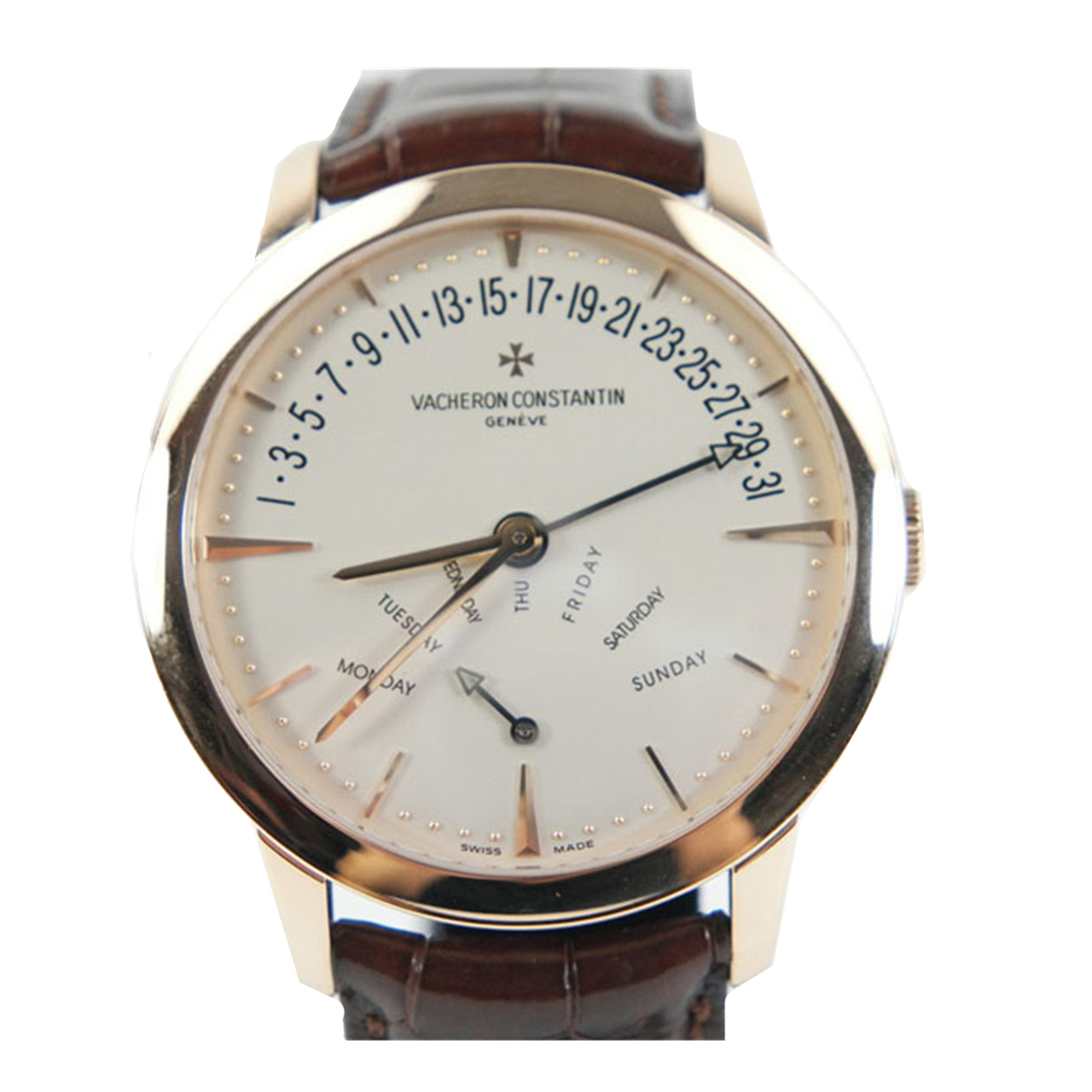 [9.5新]vc江诗丹顿 传承系列750玫瑰金双返日历星期自动机械表