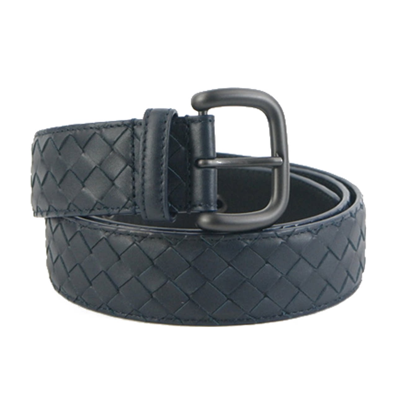 [9.5新]宝缇嘉bv男士深蓝色编织牛皮皮带105cm10005676