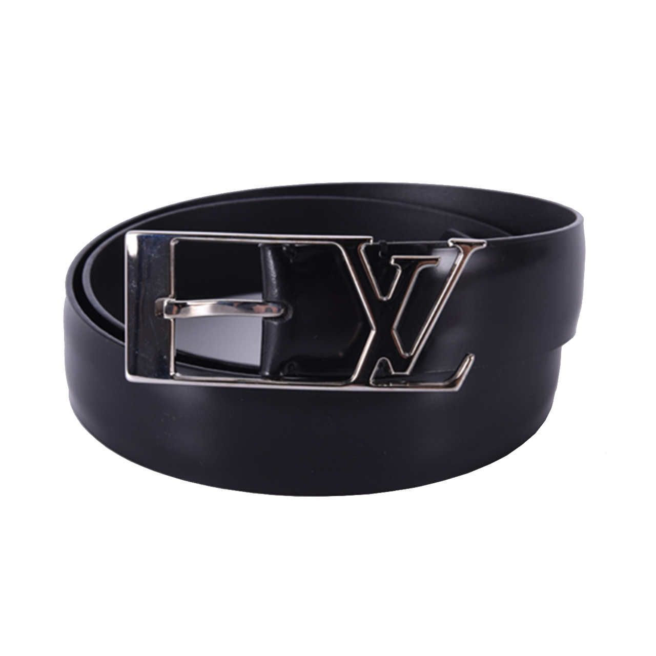 [未使用]路易威登lv中性黑色光面牛皮logo针扣皮带85cm30000293