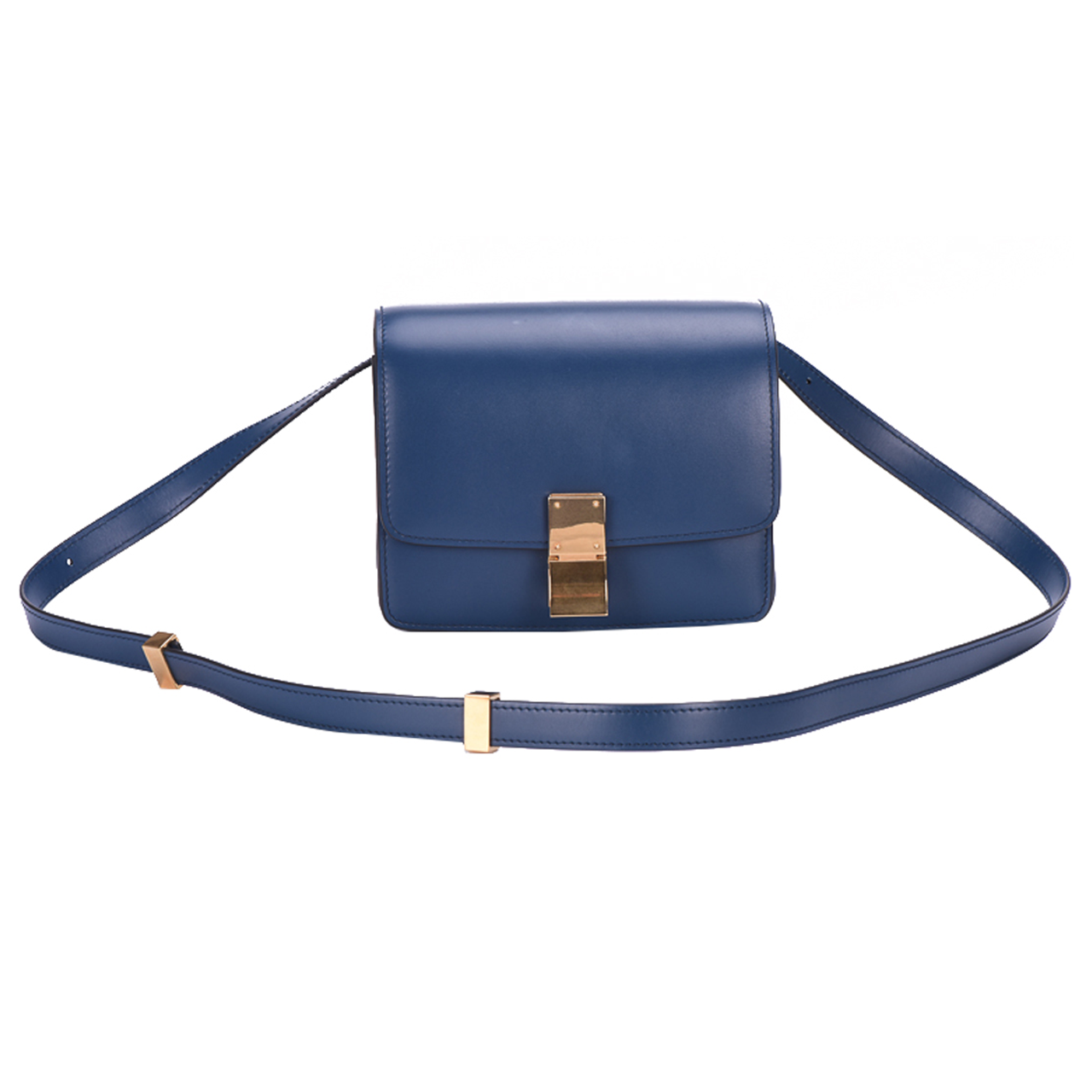 [9.5新]赛琳celine女士蓝色牛皮小号斜挎包box系列10007893