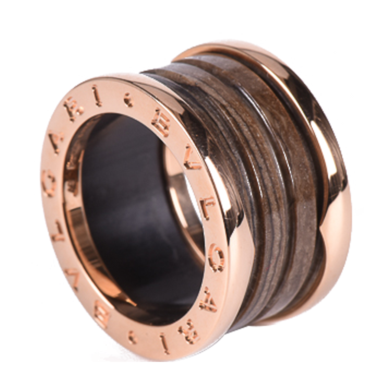 9新]宝格丽bvlgari女士750玫瑰金大理石戒指49号b.zero1系列