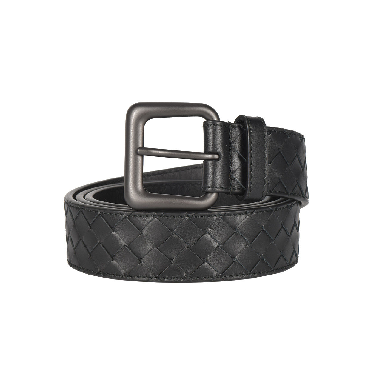 [未使用]葆蝶家bv男士黑色牛皮中宽皮带100cm20001090