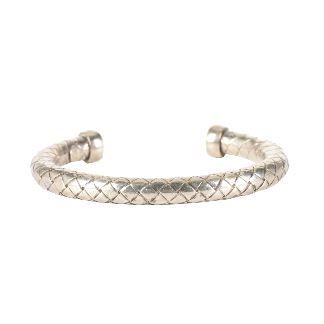 [9.8新]葆蝶家bv女士925银编织款半开口手镯10004310