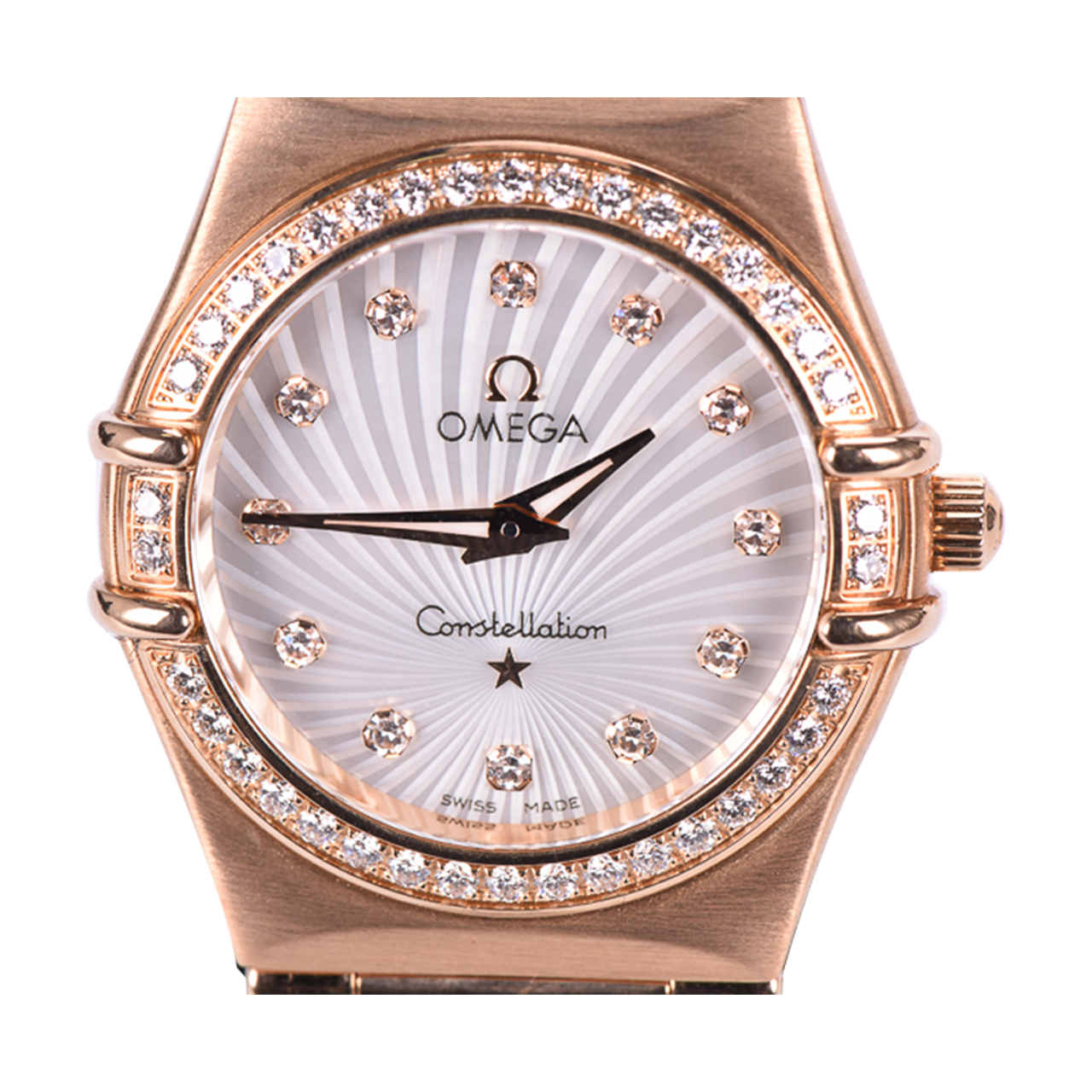 8新]omega欧米茄 星座160周年750玫瑰金钻圈钻刻放射面石英表