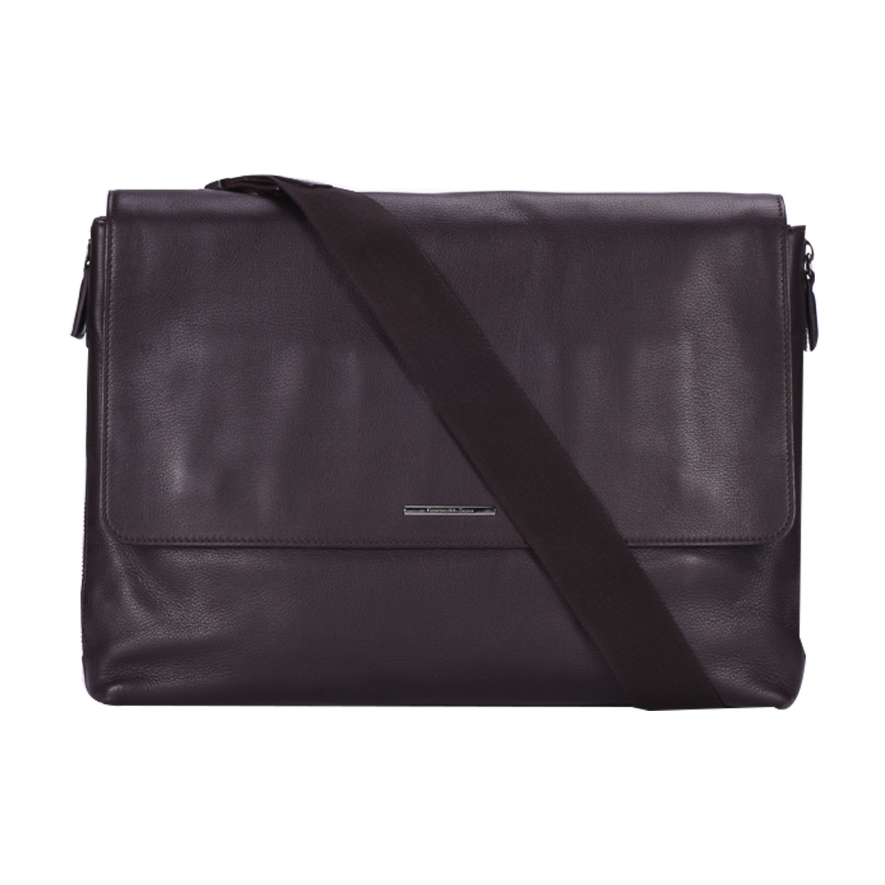 [9.5新]杰尼亚zegna男士棕色牛皮斜挎包10008124