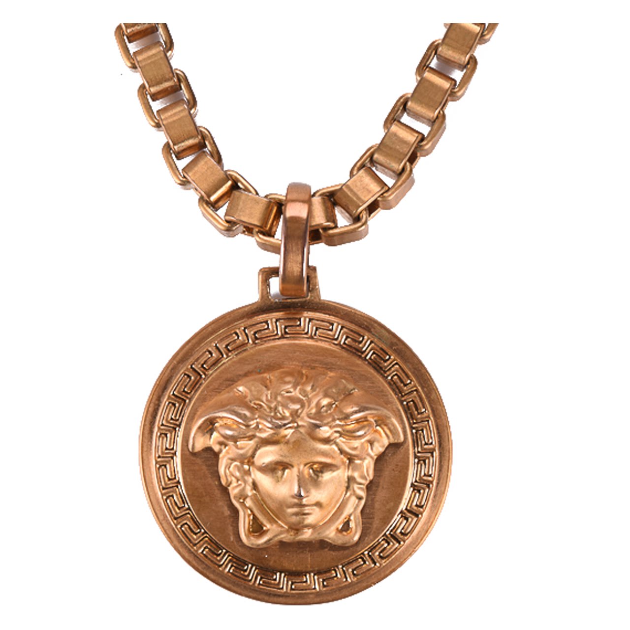 [9.8新]versace范思哲女士金色美杜莎圆盘吊坠项链10007912
