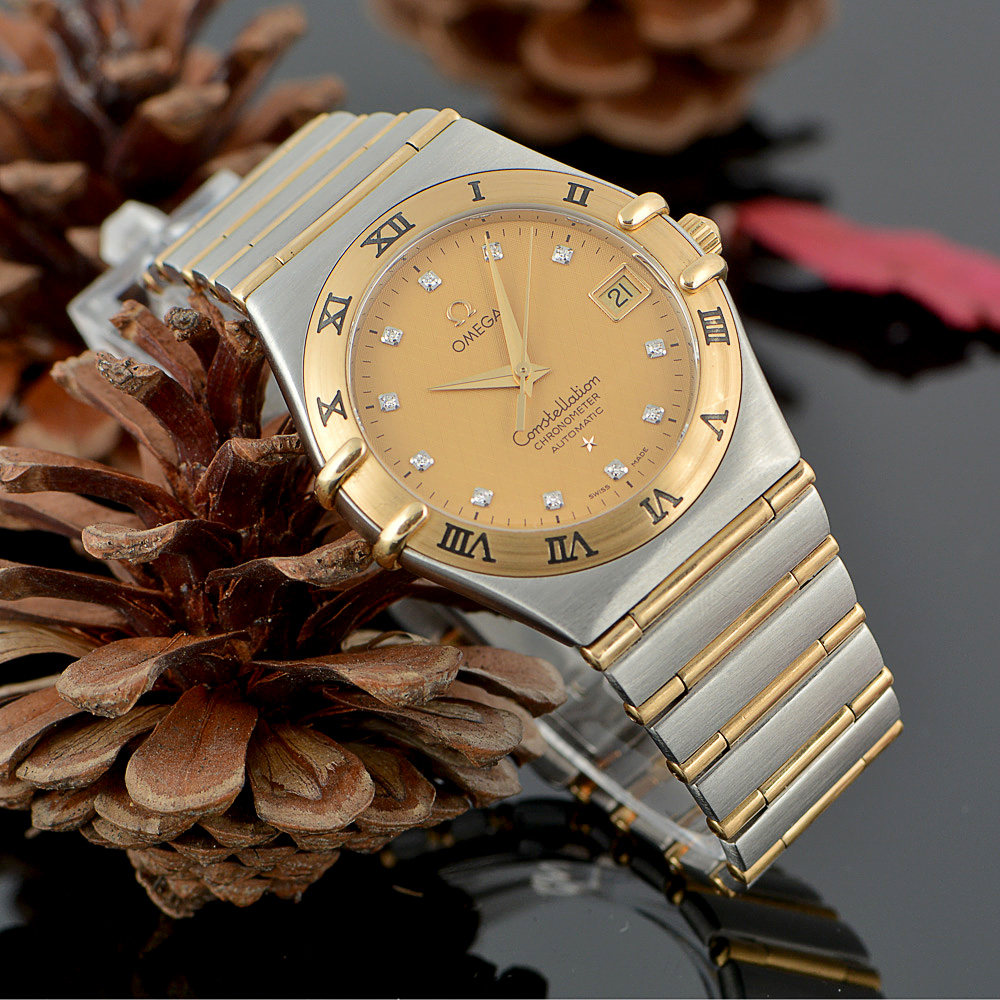 【中古】omega/欧米茄 星座系列间金镶钻石自动机械男表