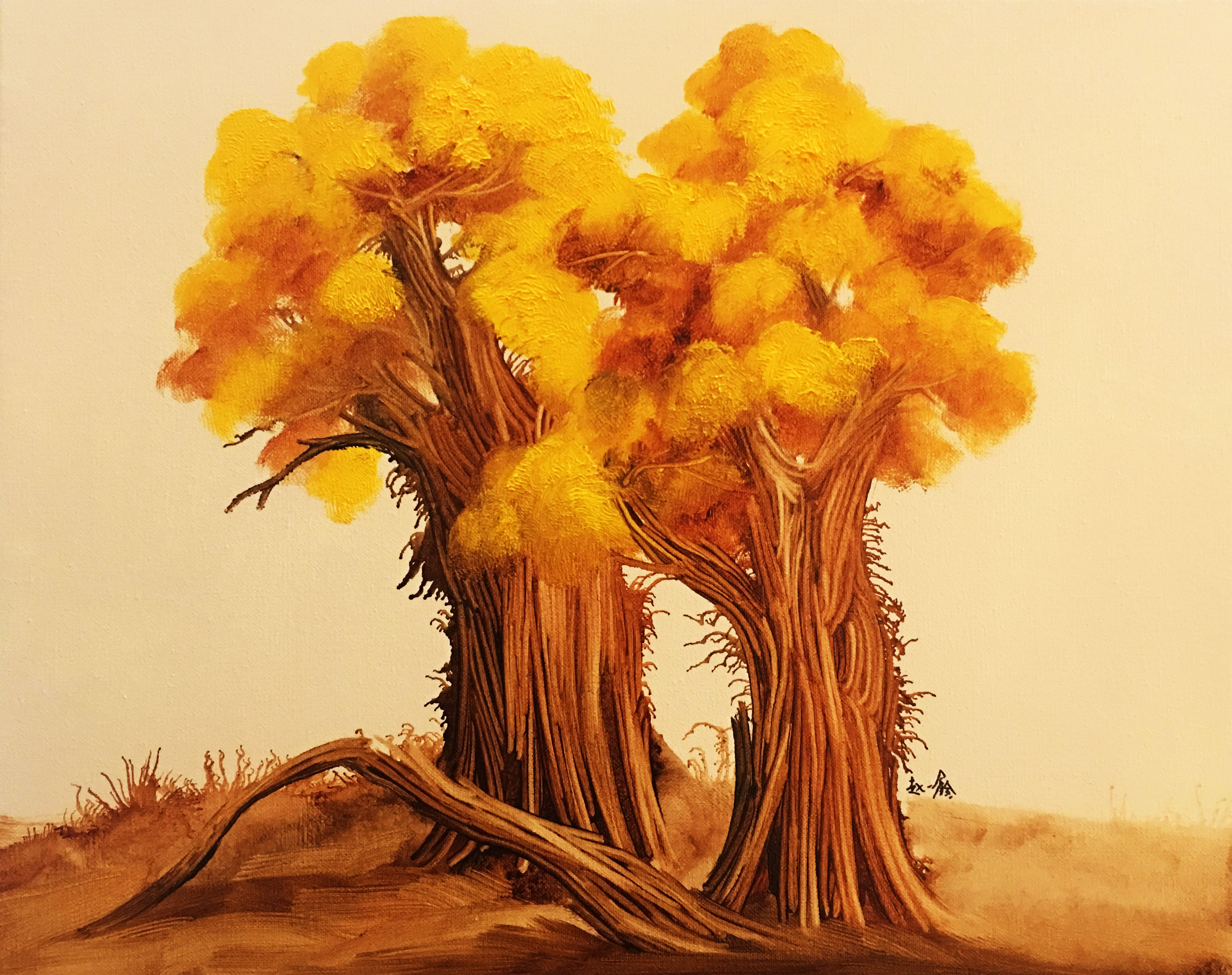赵一鑫油画作品《胡杨系列》天津美院
