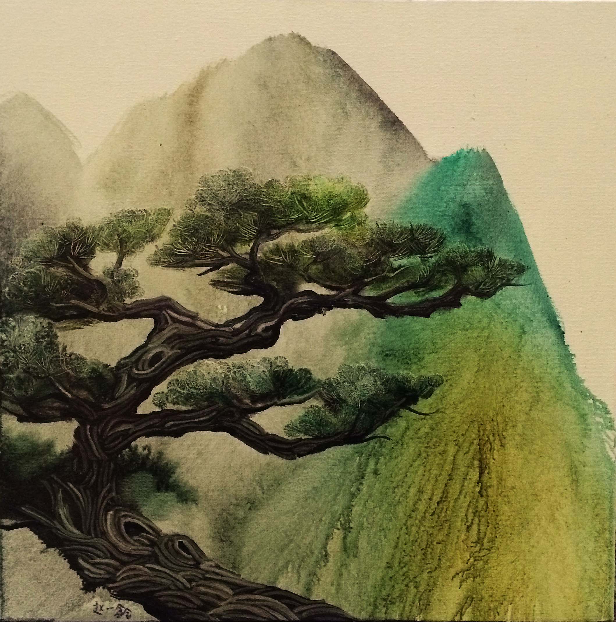 赵一鑫油画作品《古松系列2》天津美院