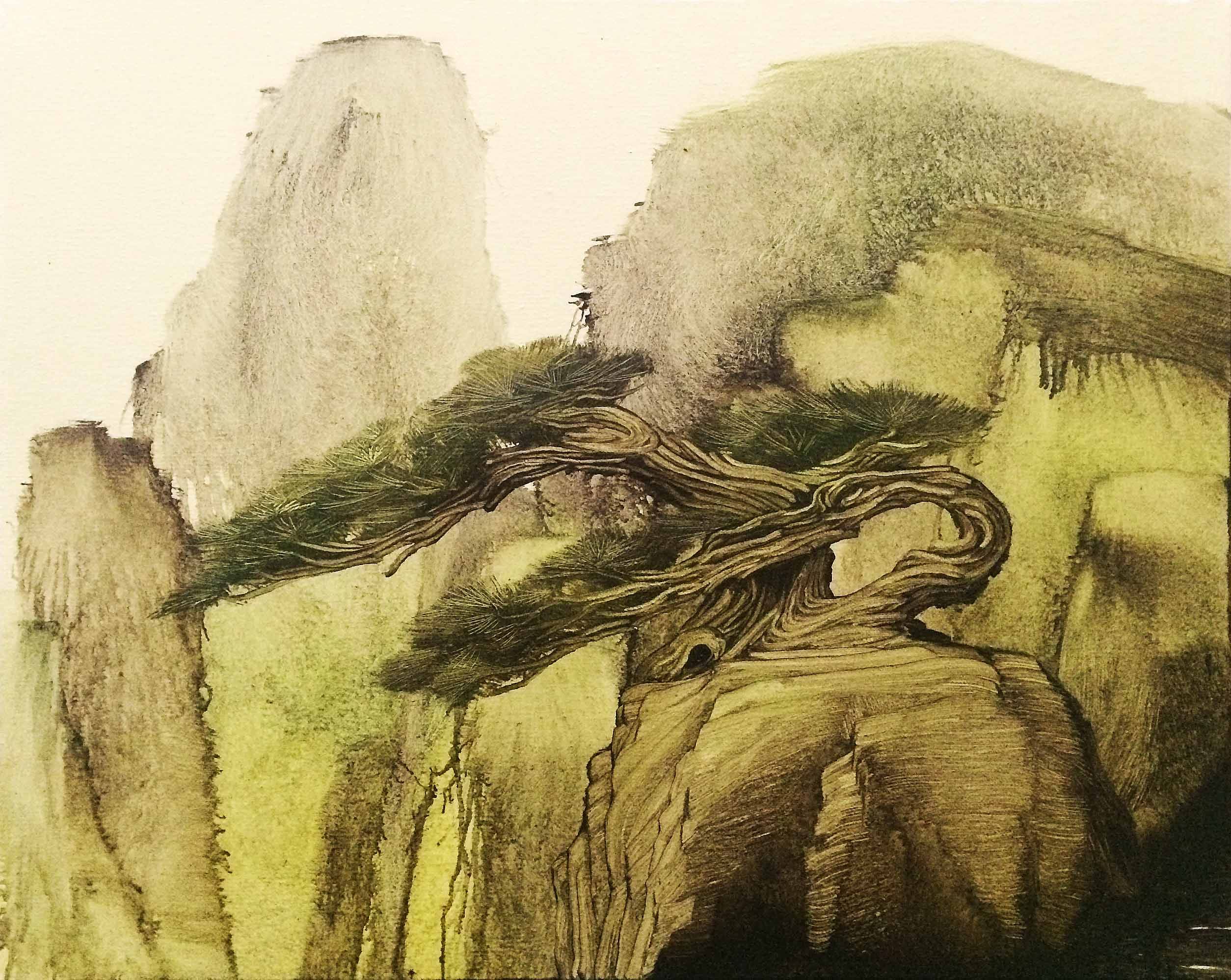 赵一鑫油画作品《古松》天津美院