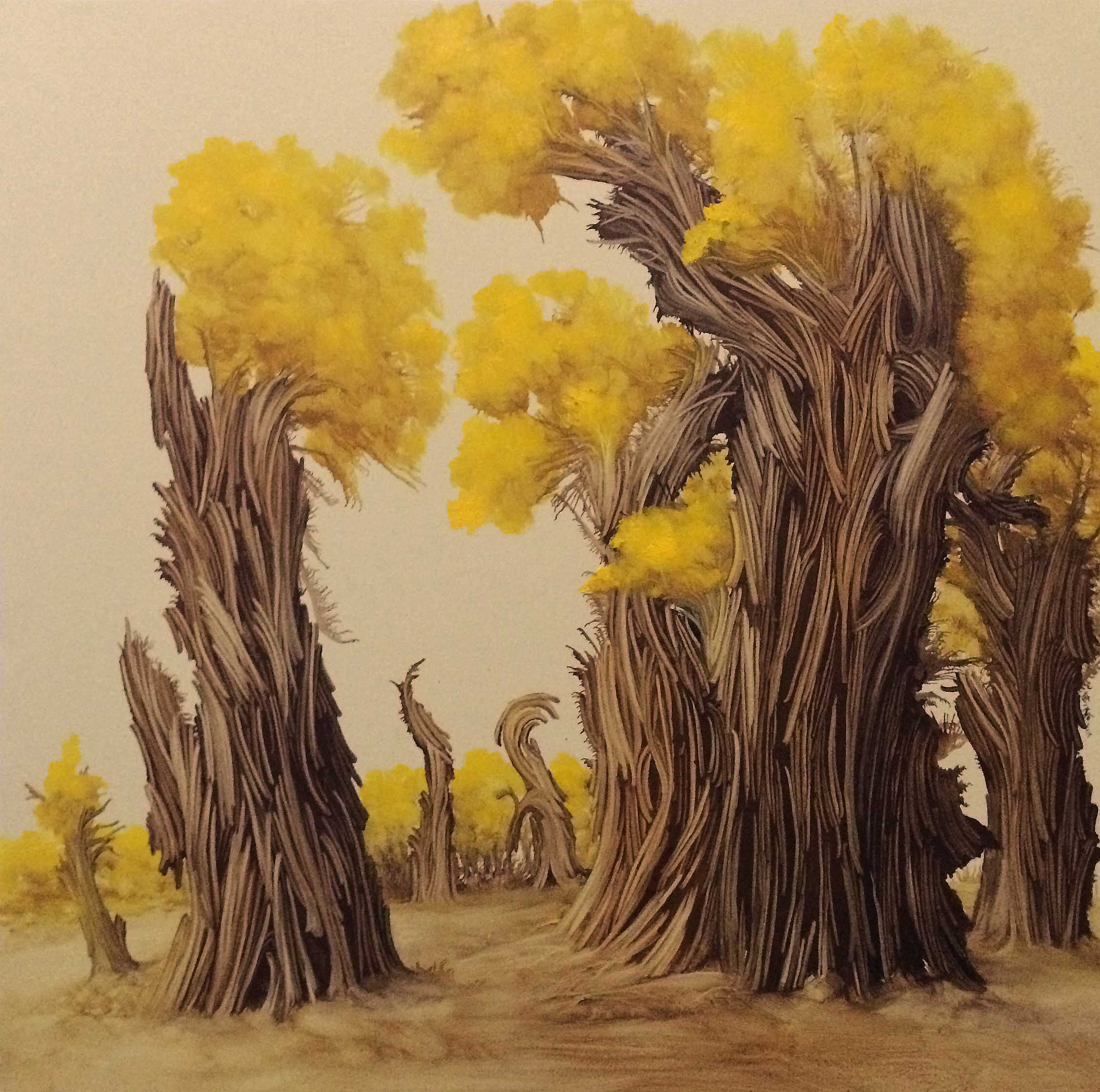 赵一鑫油画作品《额济纳旗的胡杨林》天津美院