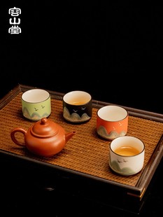 容山堂陶瓷窑变山水茶杯套装千里江山主人杯伴手礼新年礼物礼盒