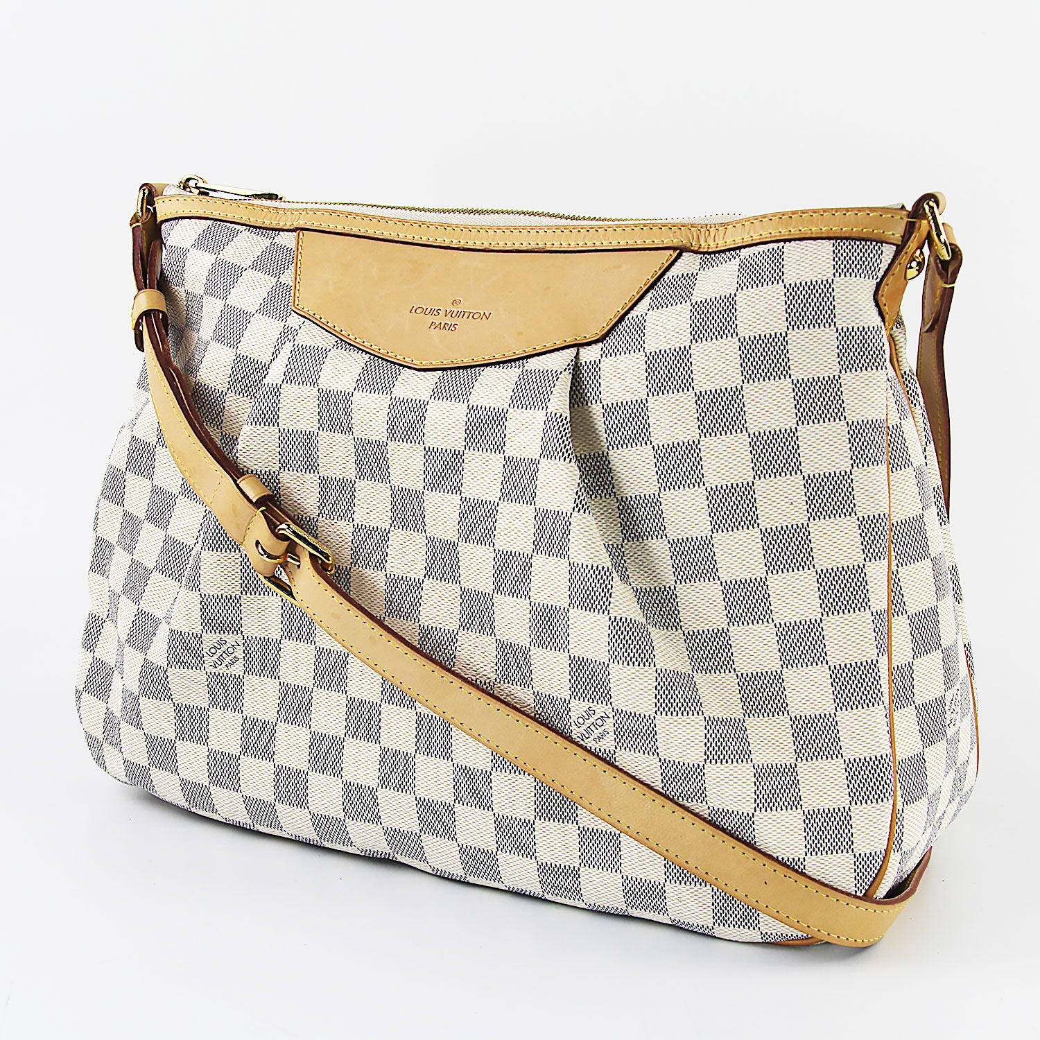 [9.5新]路易威登lv白色棋盘格女士单肩斜跨包