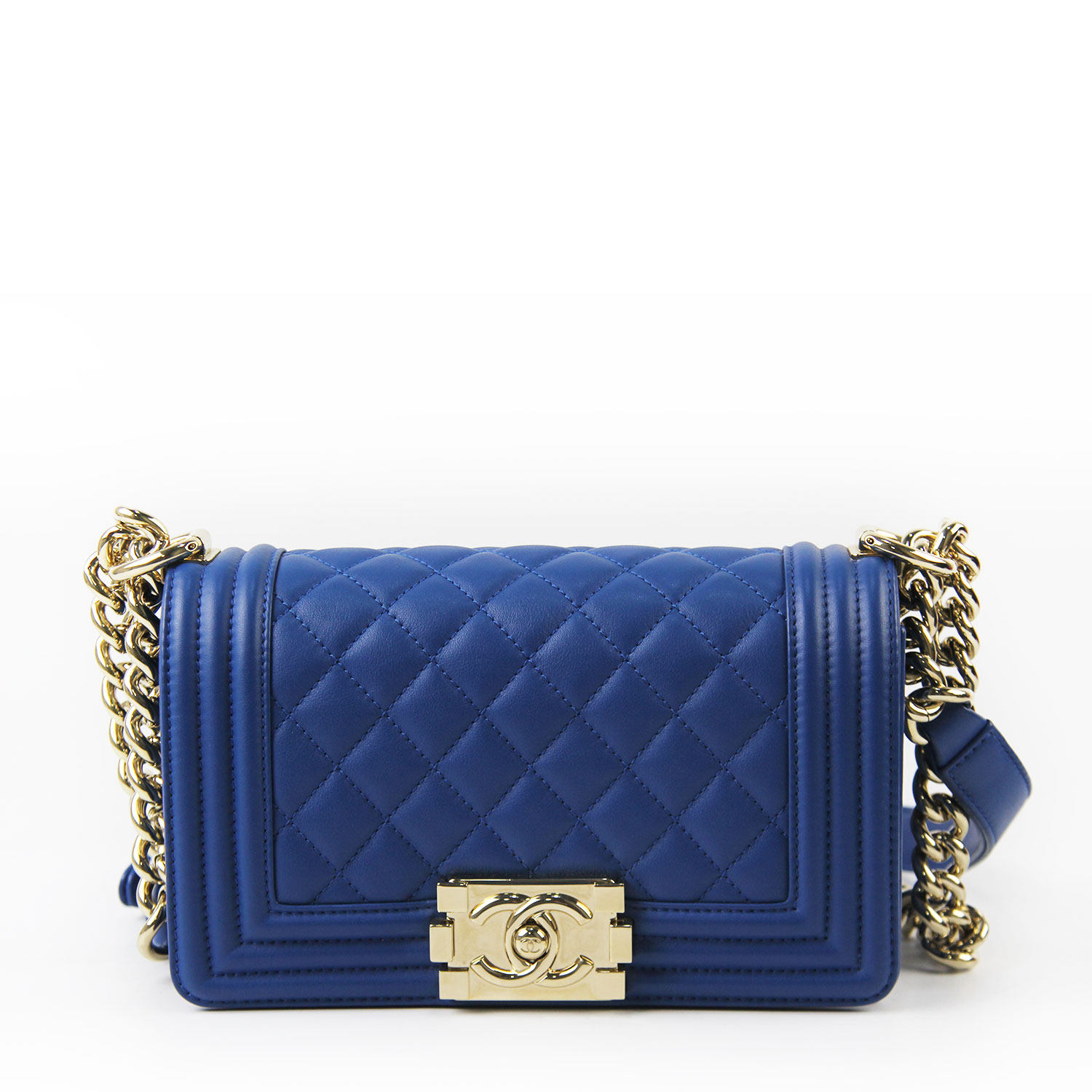 [9.8新]香奈儿chanel蓝色牛皮leboy小号单肩挎包 发票包装齐全