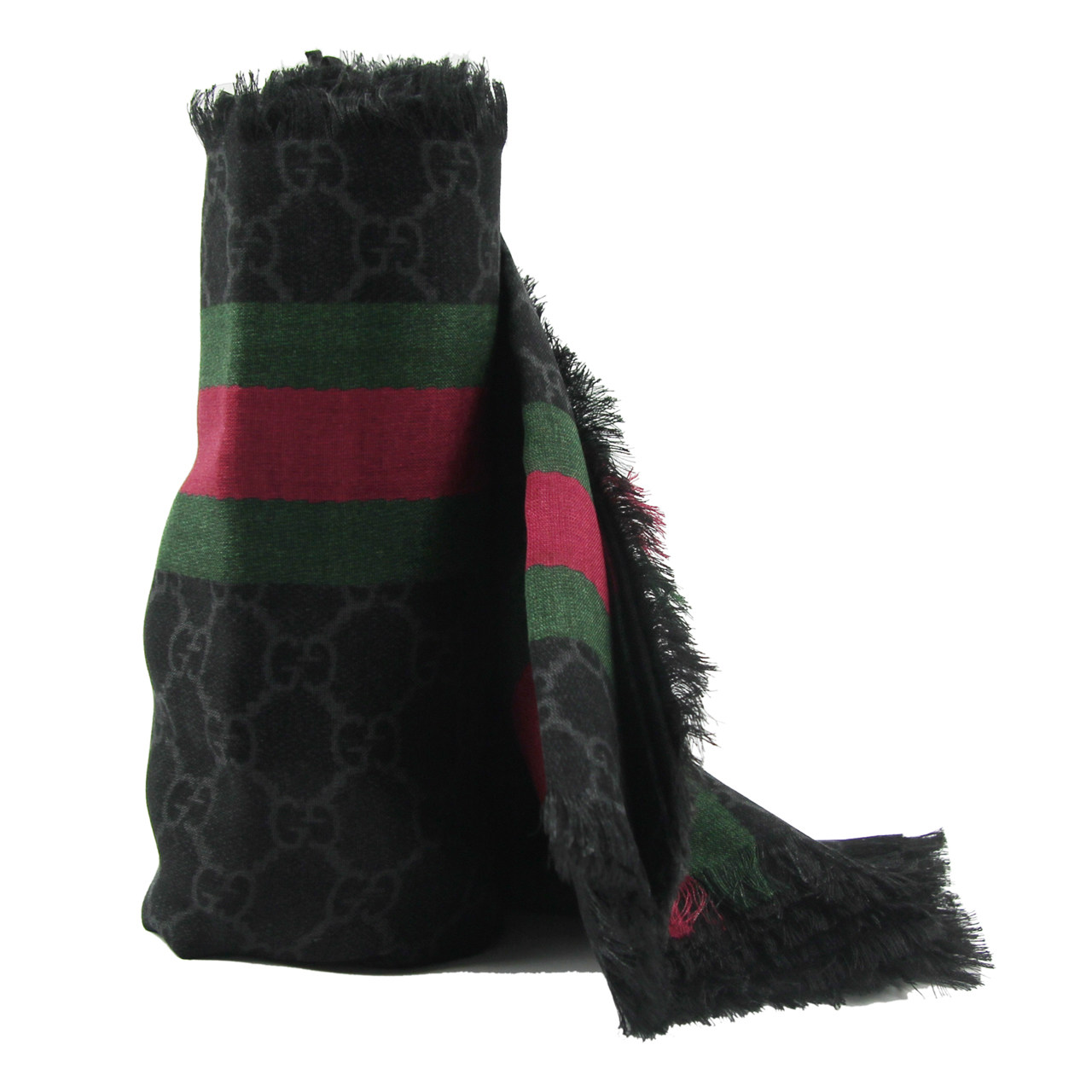 [9.9新]gucci古驰红绿条纹桑蚕丝中性围巾 140*140cm